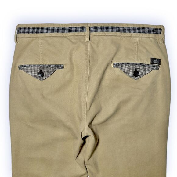 Mason's Luxury Tan Slim Fit Chinos EU Sz 48 32x29 Cotton Stretch Houndstooth - Picture 8 of 16